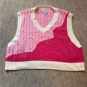 100% cotton wavy pink two-tone Shiny by Nature sweater vest 2x